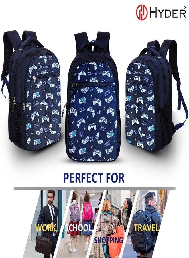 HYDER 35L Gamepad Printed Latest And Trendy Stylish Waterproof College/Casual/School Bag/Backpack For Kids, Boys, Girls, Men And Women | Best Bags For Everyday Use (Navy Blue) - Image 2